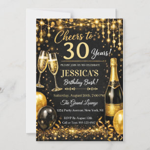 Elegant Birthday Bash Invitation - Customisable