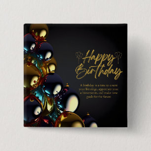 Elegant Birthday Blessings 15 Cm Square Badge