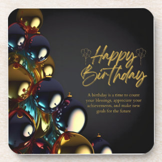 Elegant Birthday Blessings Coaster
