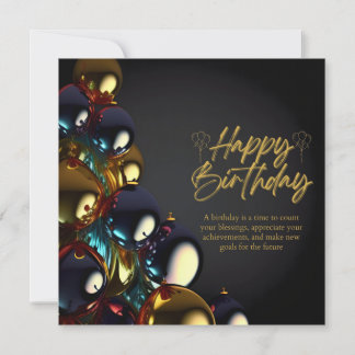 Elegant Birthday Blessings Holiday Card