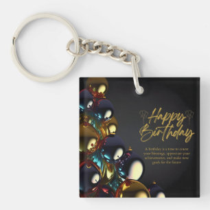 Elegant Birthday Blessings Key Ring