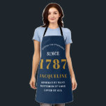 Elegant Birthday Blue Gold Baking Apron<br><div class="desc">Any Birthday Any Year Blue Gold apron.</div>