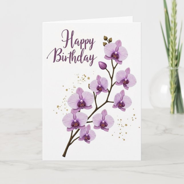 Elegant Birthday Botanical Card (Front)