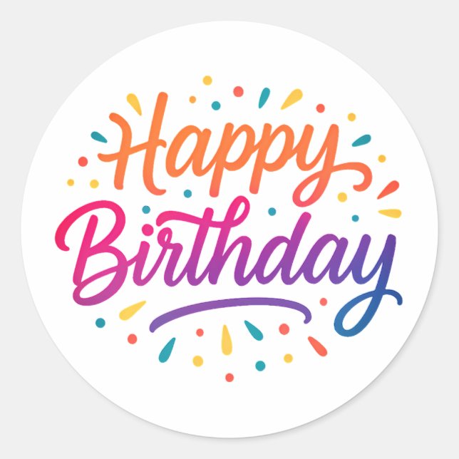 Elegant Birthday Calligraphy Design Classic Round Sticker (Front)