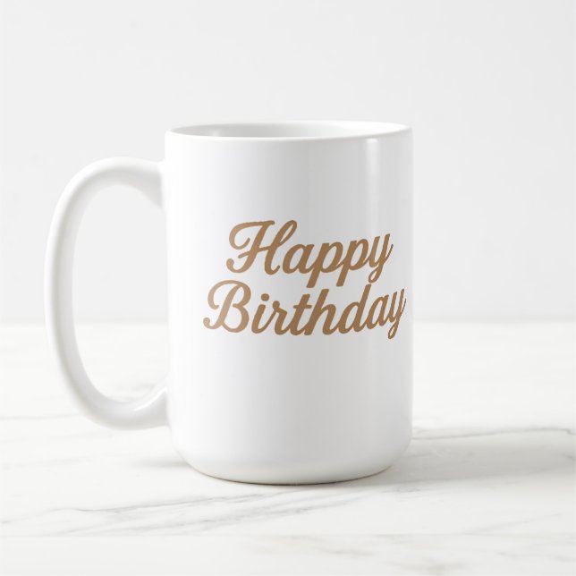 Elegant Birthday Calligraphy Design Coffee Mug (Left)
