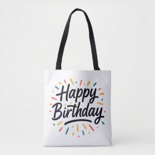Elegant Birthday Calligraphy Design Tote Bag
