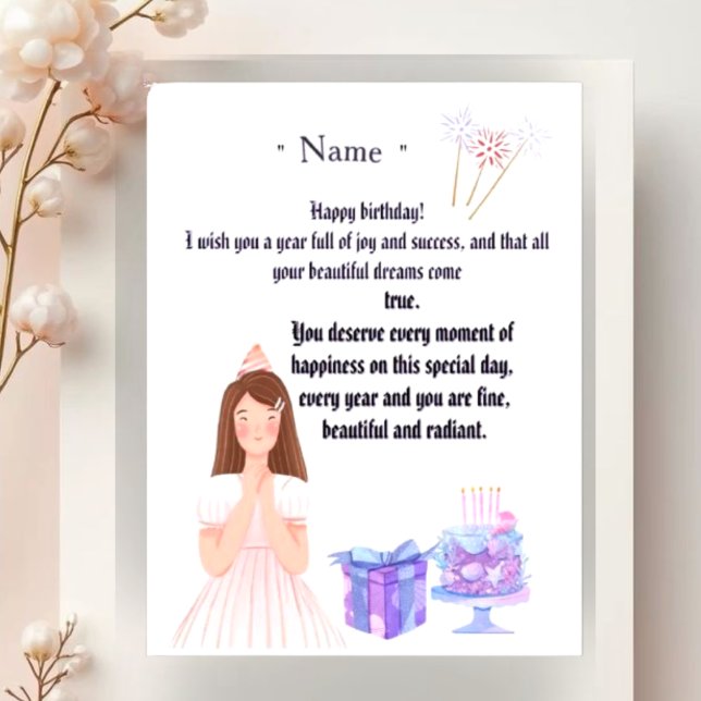 Elegant Birthday Card for Her – Personalized Greet (Creator Uploaded)