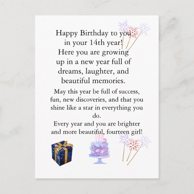 Elegant Birthday Card for Her – Personalized Greet (Front)