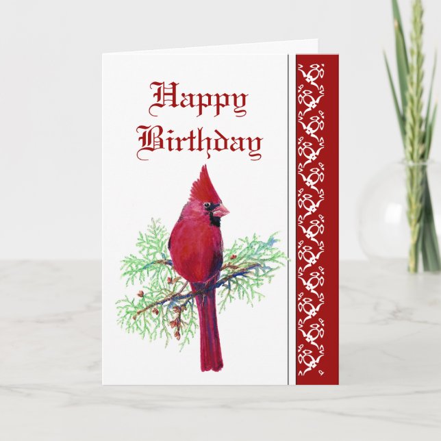 Elegant  Birthday,Cardinal, Bird, Nature Card (Front)