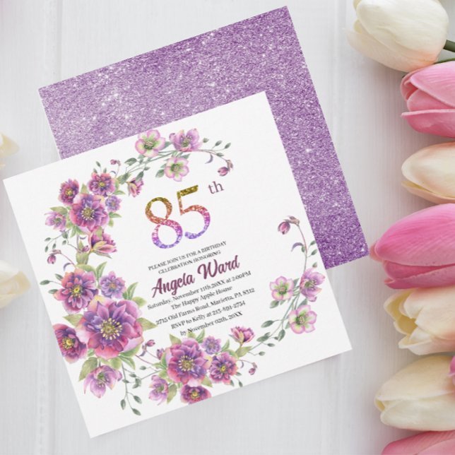 Elegant birthday celebration  floral gliInvitation Invitation (Creator Uploaded)