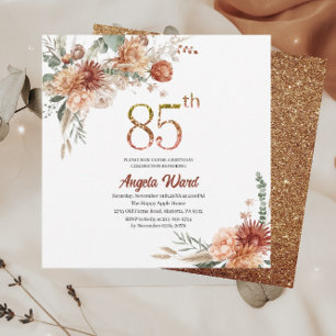 Elegant birthday celebration  floral terracotta gl invitation