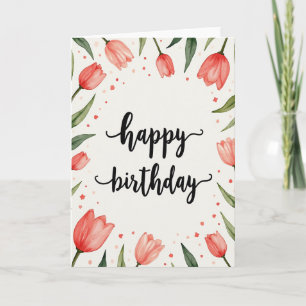 Elegant Birthday Floral Watercolor Card