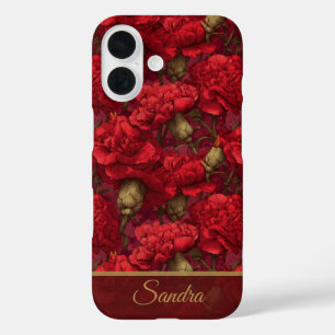 Elegant Birthday Gift Carnation Flower Name iPhone 16 Case