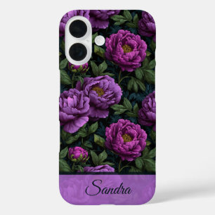 Elegant Birthday Gift Peony Floral Custom iPhone 16 Case
