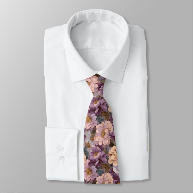 Elegant Birthday Gifts For Him Peonies Floral Tie (Tied)