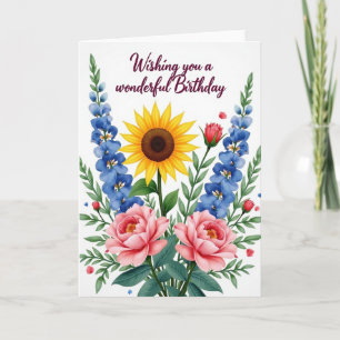 Elegant Birthday Golden Bloom Card
