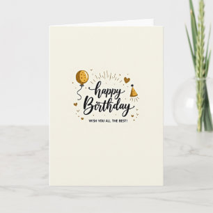 Elegant Birthday Golden Script Card