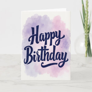Elegant Birthday Indigo Script Card