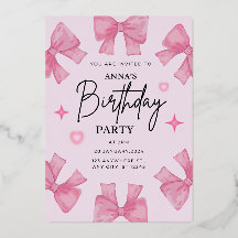 Elegant Birthday Invitation with Bow Design 