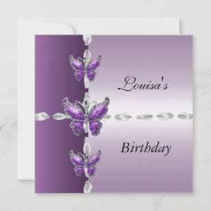 Elegant Birthday Invite Lilac Purple Butterfly