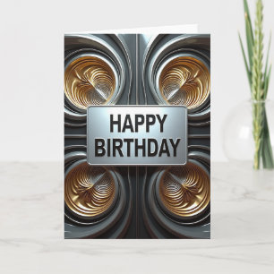 Elegant Birthday Metallic Plaque Card