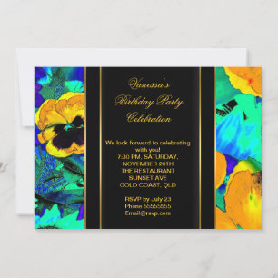 Elegant Birthday Party Abstract Flowers Invitation