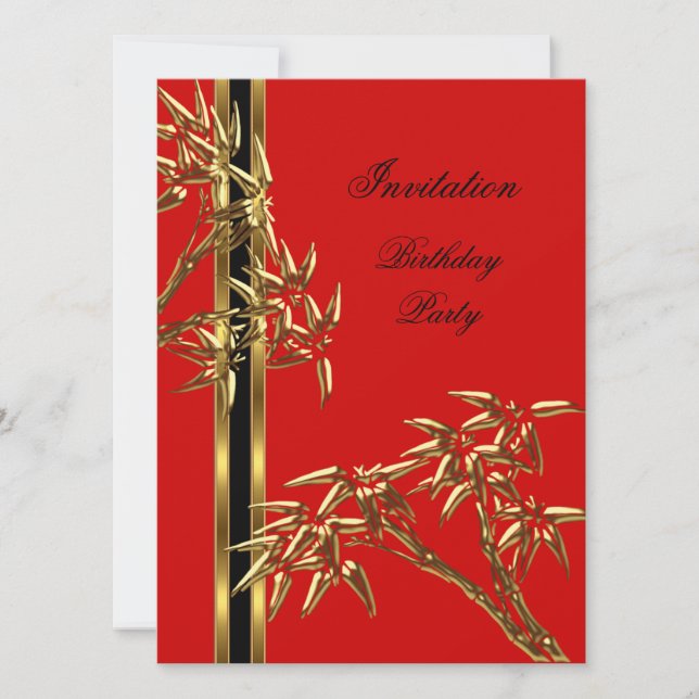 Elegant Birthday Party Asian Bamboo Invitation (Front)