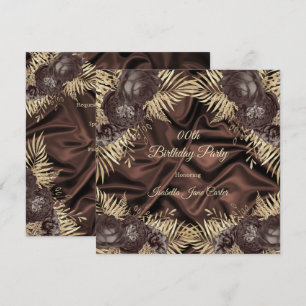 Elegant Birthday Party Chocolate Silk brown Floral Invitation