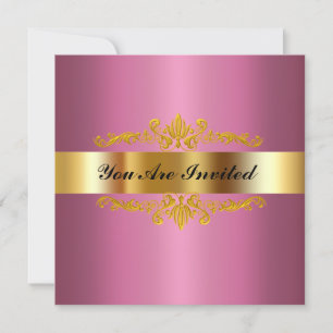 Elegant Birthday Party Invitation  Gold Pink