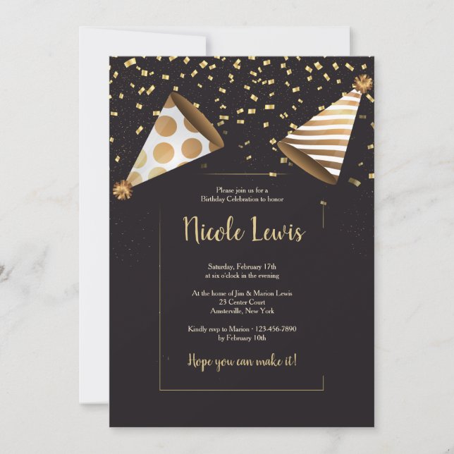 Elegant Birthday Party Invitations (for adults) (Front)