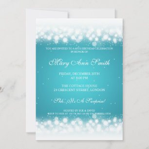 Elegant Birthday Party Magic Sparkle Turquoise Invitation