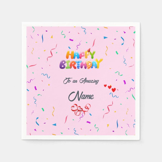 Elegant Birthday Party Napkins – Custom Designs (Front)