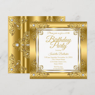 Elegant Birthday Party Ornate Gold Diamond Gem Invitation