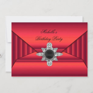 Elegant Birthday Party Red Black Jewel Purse Invitation