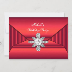 Elegant Birthday Party Red Jewel Purse Look Invitation