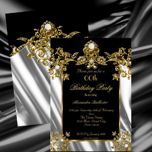 Elegant Birthday Party Silk diamond Gold Invitation