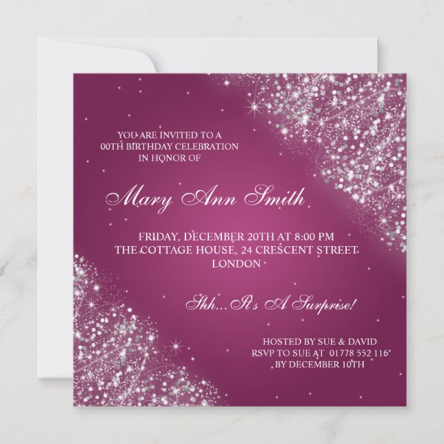 Elegant Birthday Party Sparkling Glitter Pink Invitation (Front)