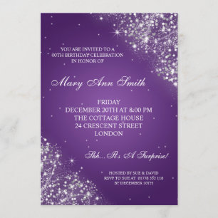 Elegant Birthday Party Sparkling Glitter Purple Invitation