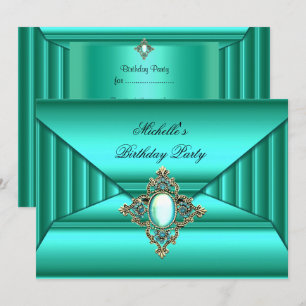 Elegant Birthday Party Teal Jewel Purse Look Invitation