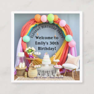 Elegant Birthday Party Welcome Enclosure Card