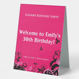 Elegant Birthday Party Welcome Pedestal Sign