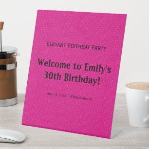 Elegant Birthday Party Welcome Pedestal Sign