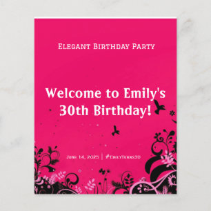 Elegant Birthday Party Welcome Pedestal Sign Flyer