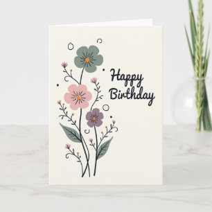 Elegant Birthday Pastel Bloom Card