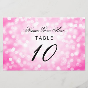 Elegant Birthday Pink Glitter Lights Place Card 