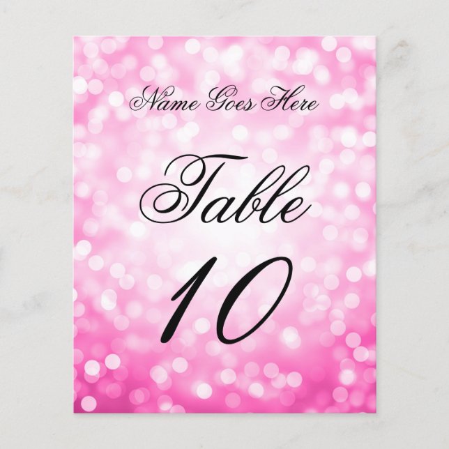 Elegant Birthday Pink Glitter Lights Place Card  (Front)