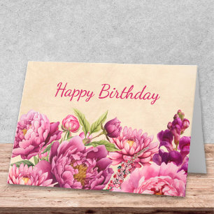 Elegant Birthday Pink Peony Floral Design Card