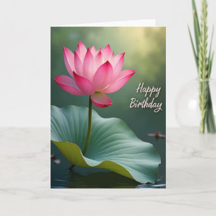 Elegant Birthday Pink Water Bloom Card