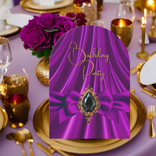 Elegant Birthday Plum Purple Gold Black Jewel Invitation