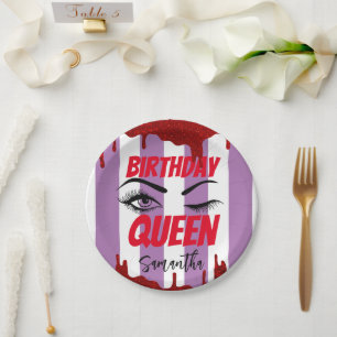 Elegant Birthday Queen 18th 21st 40th 50th Paper Plate